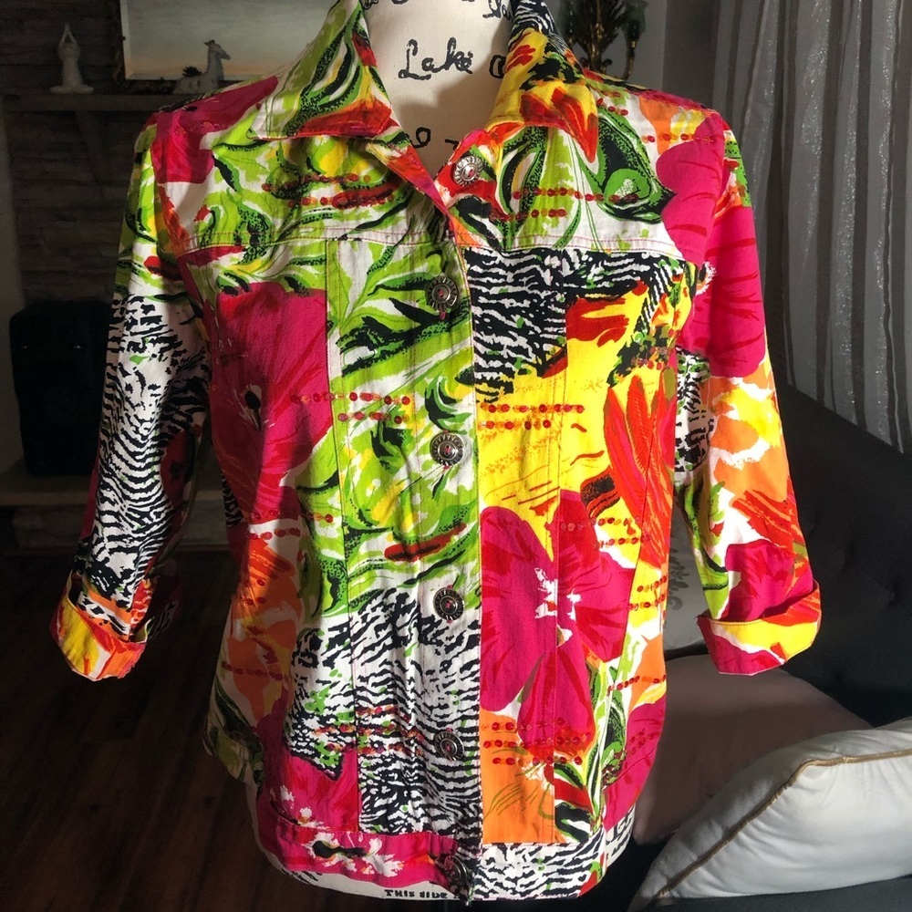 Choices Women's Multicolor Button Down Jacket